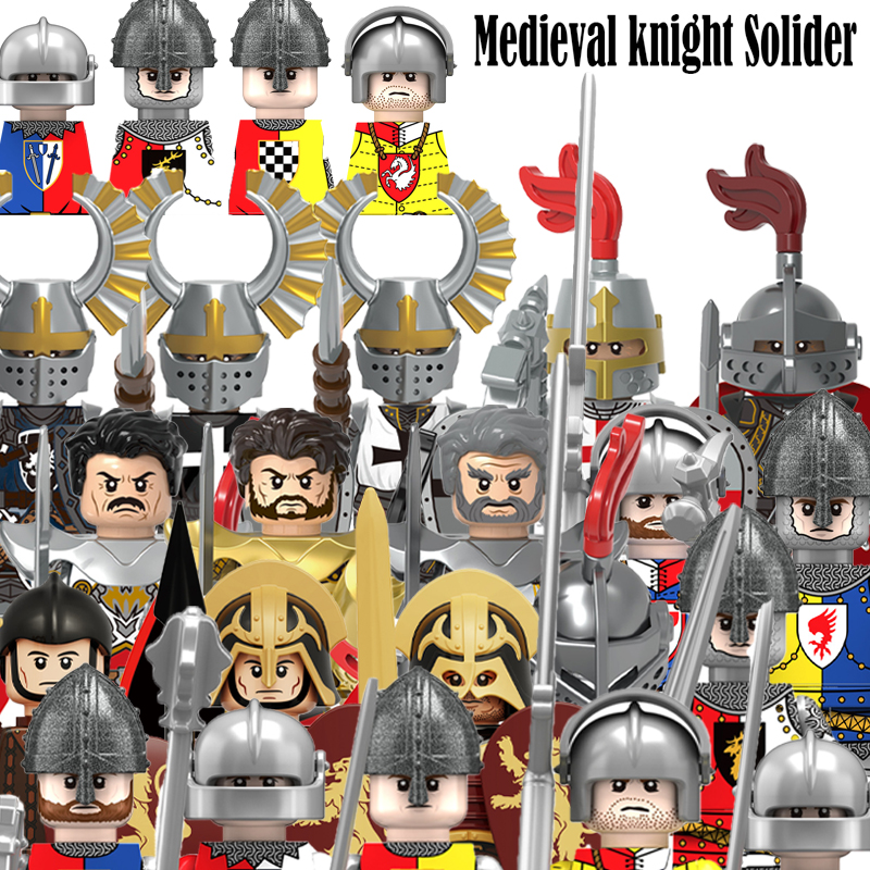 Lego Minifigure Holder - Medieval Infantry Knight Figures Building Blocks
