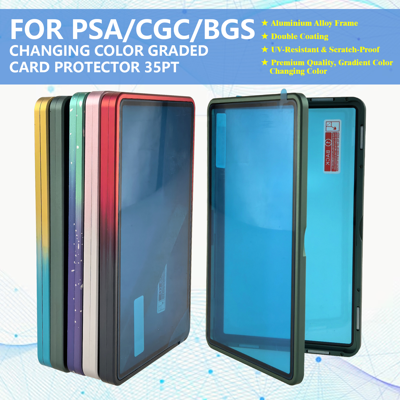 Graded Card Display - Gradient Color Aluminum Alloy Graded Cards