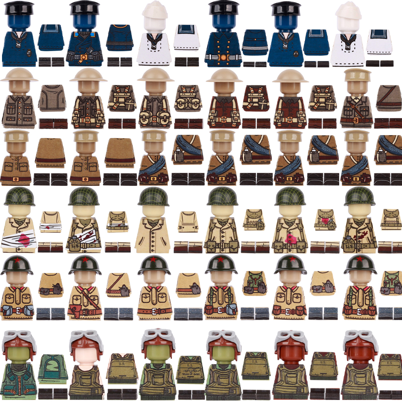 Lego Minifigure Holder - WW2 Military Soldier Printed Parts Building