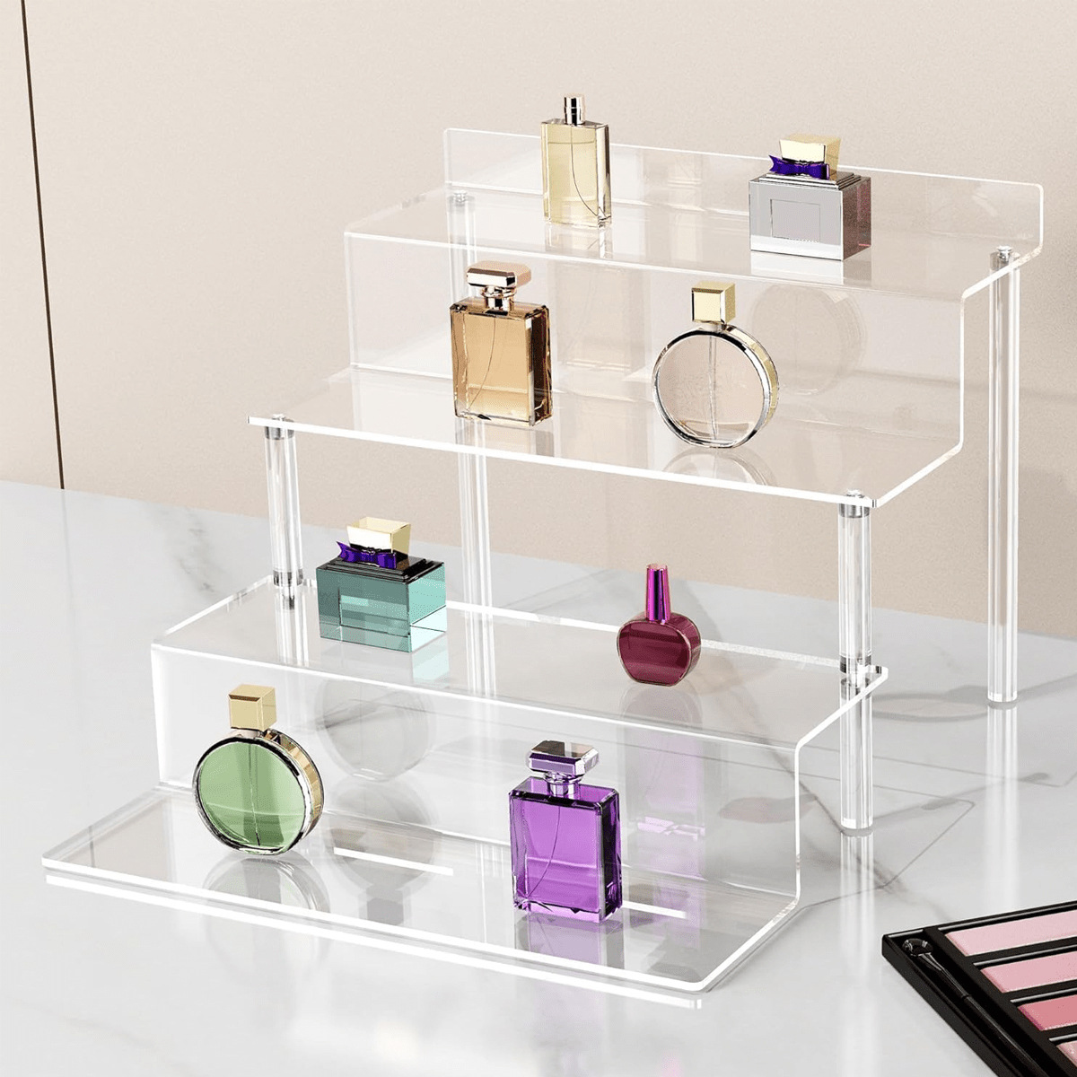 Pop Display Shelf - Acrylic Riser Display Stand,4 Tier Clear