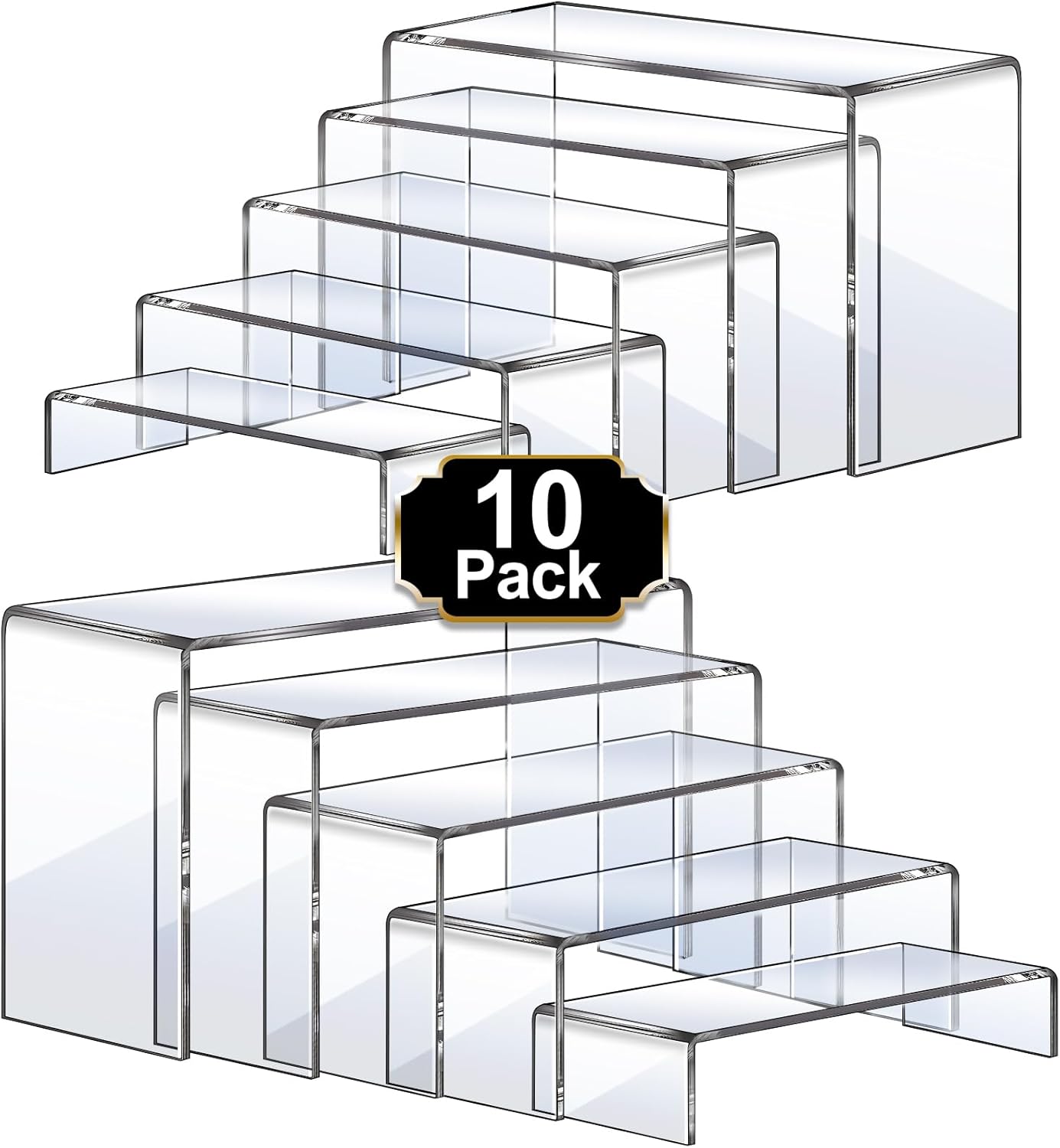 Display Risers Set - Acrylic Risers 10 Pcs 2 Set