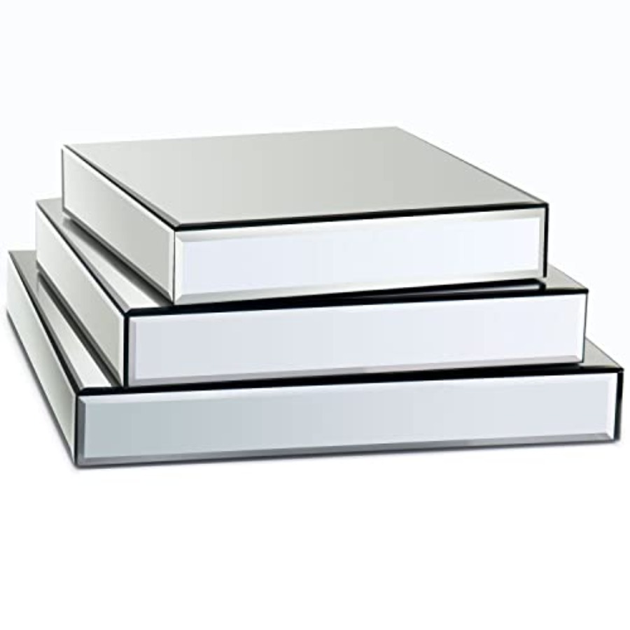 Display Risers Set - Mirror Display Riser Stands 3 Set,