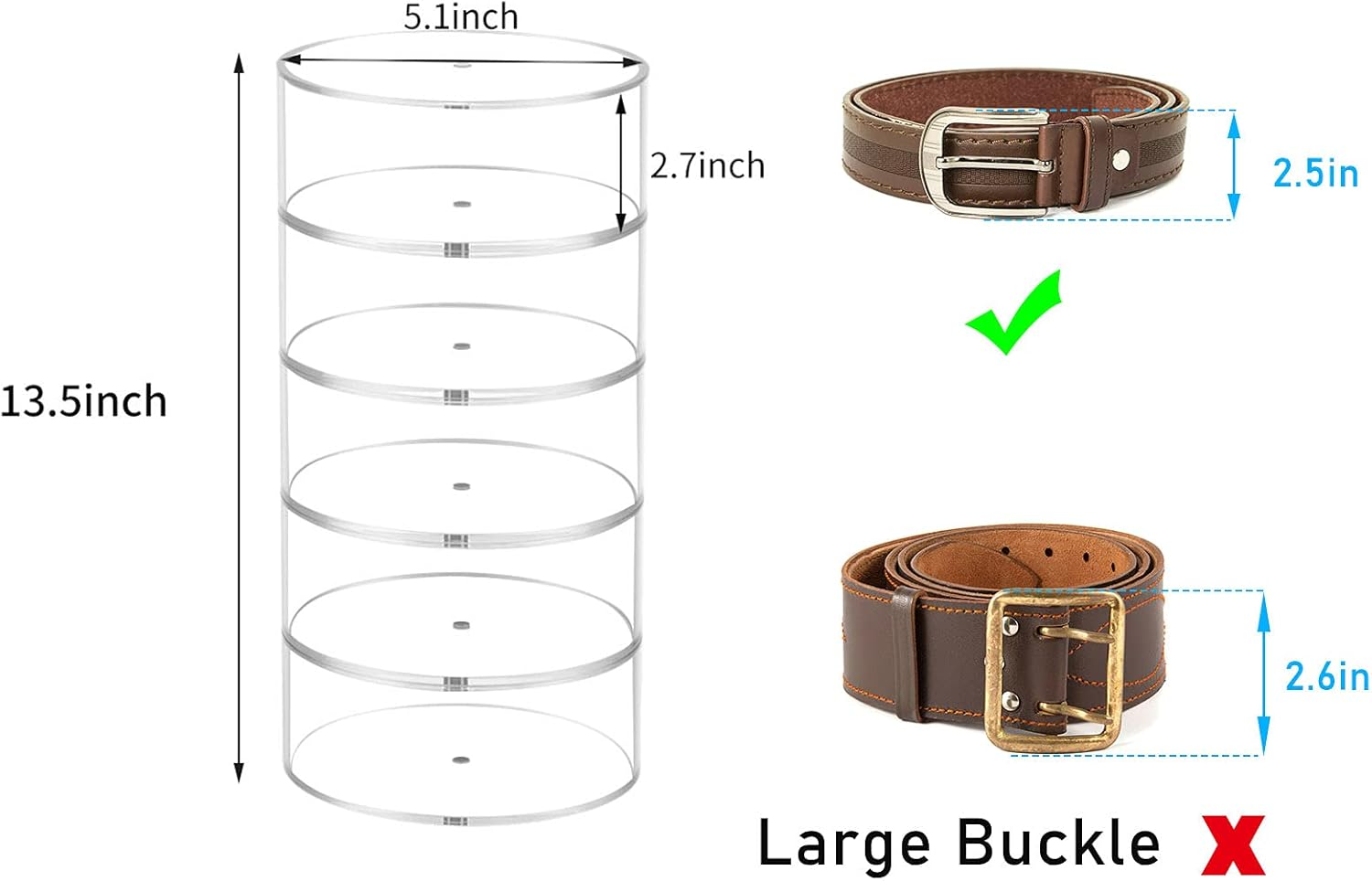 Display Case Acrylic - Belt Organizer, Acrylic Display Case with