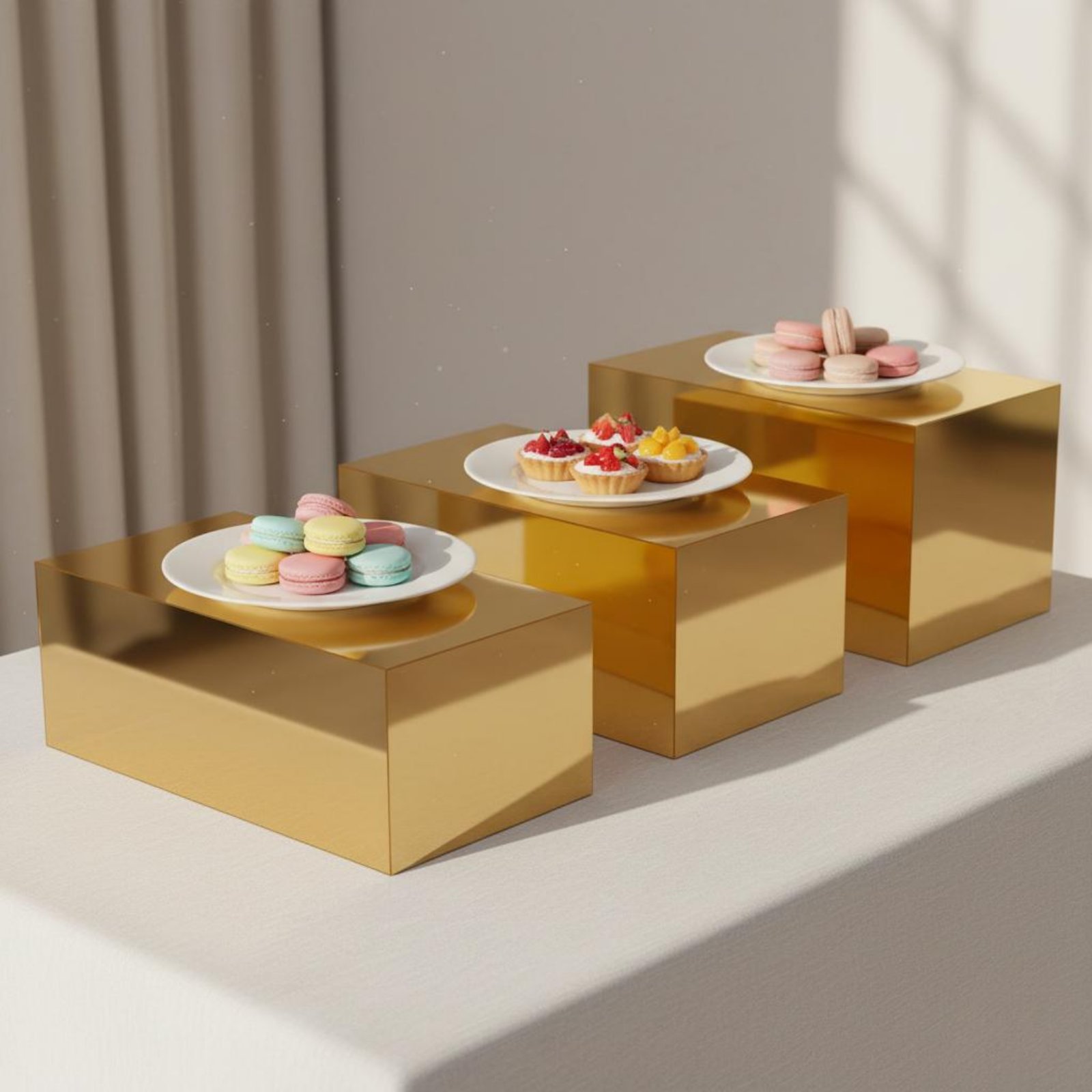 3 Pieces Gold Acrylic Display  - Display Risers Set incelemesi ve fiyatı