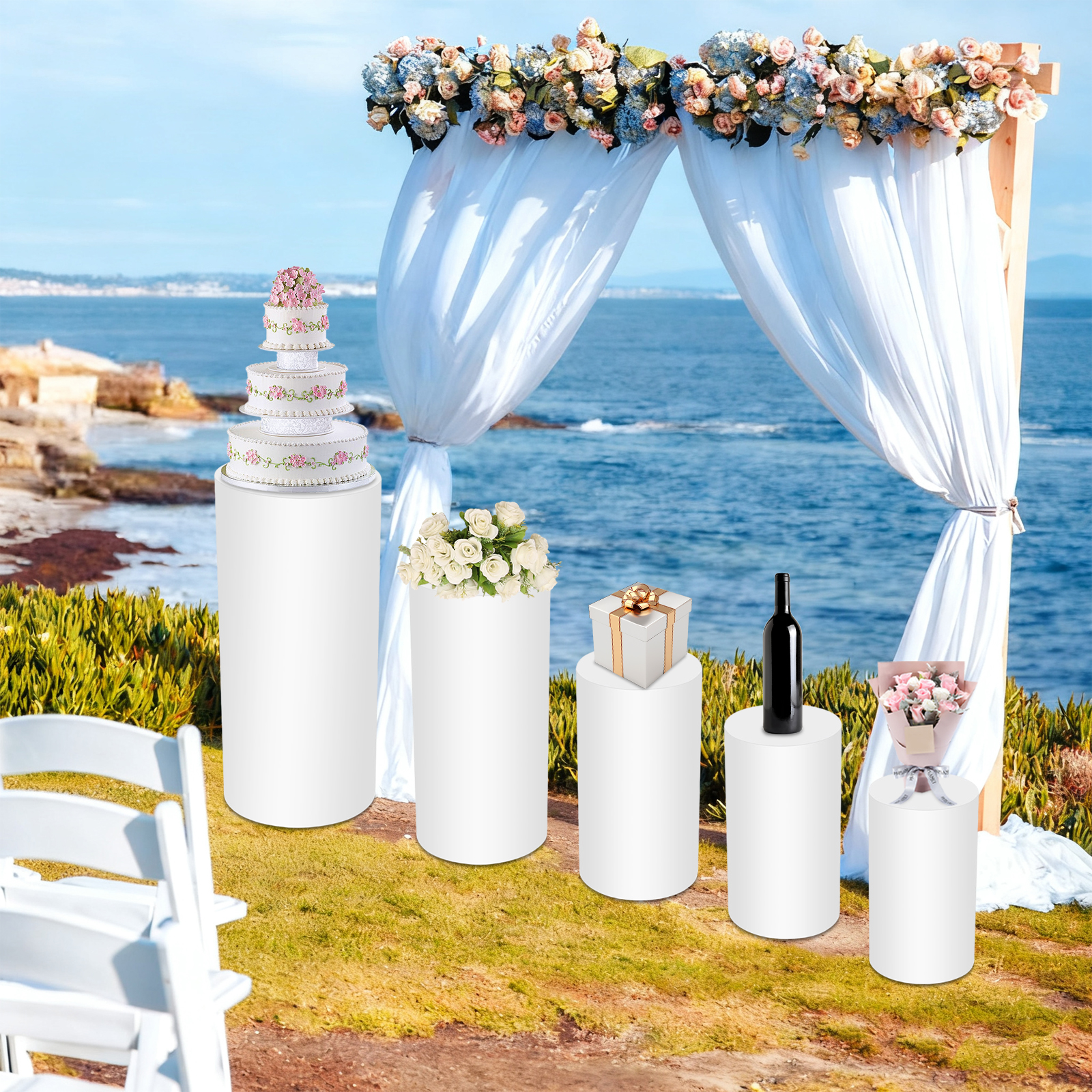 5Pcs White Cylinder Pedestal S - Display Risers Set incelemesi ve fiyatı