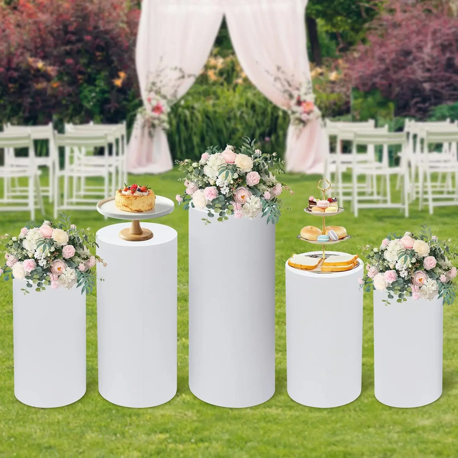 5Pcs White Cylinder Pedestal S - Display Risers Set incelemesi ve fiyatı