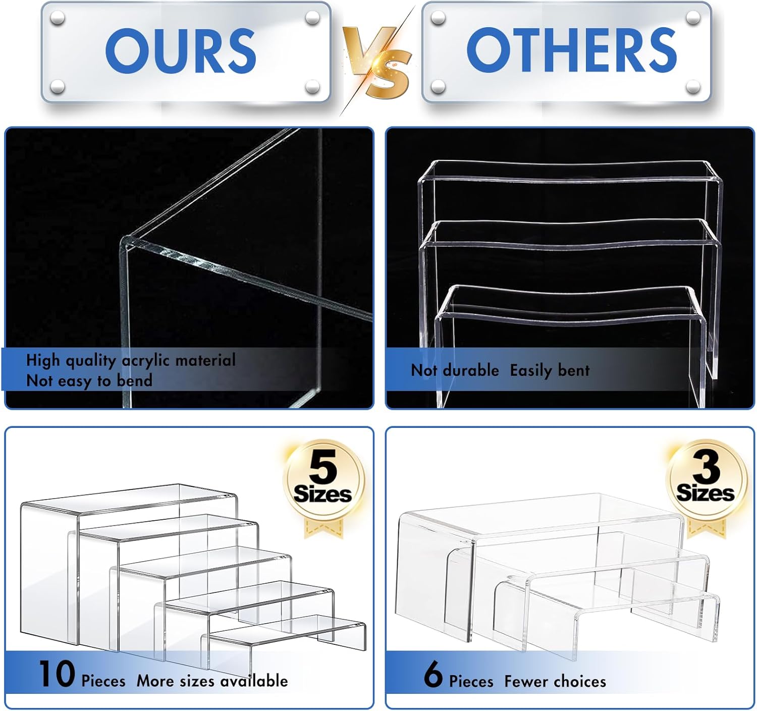 10 Pcs Acrylic Risers Set, 5 S - Display Risers Set incelemesi ve fiyatı